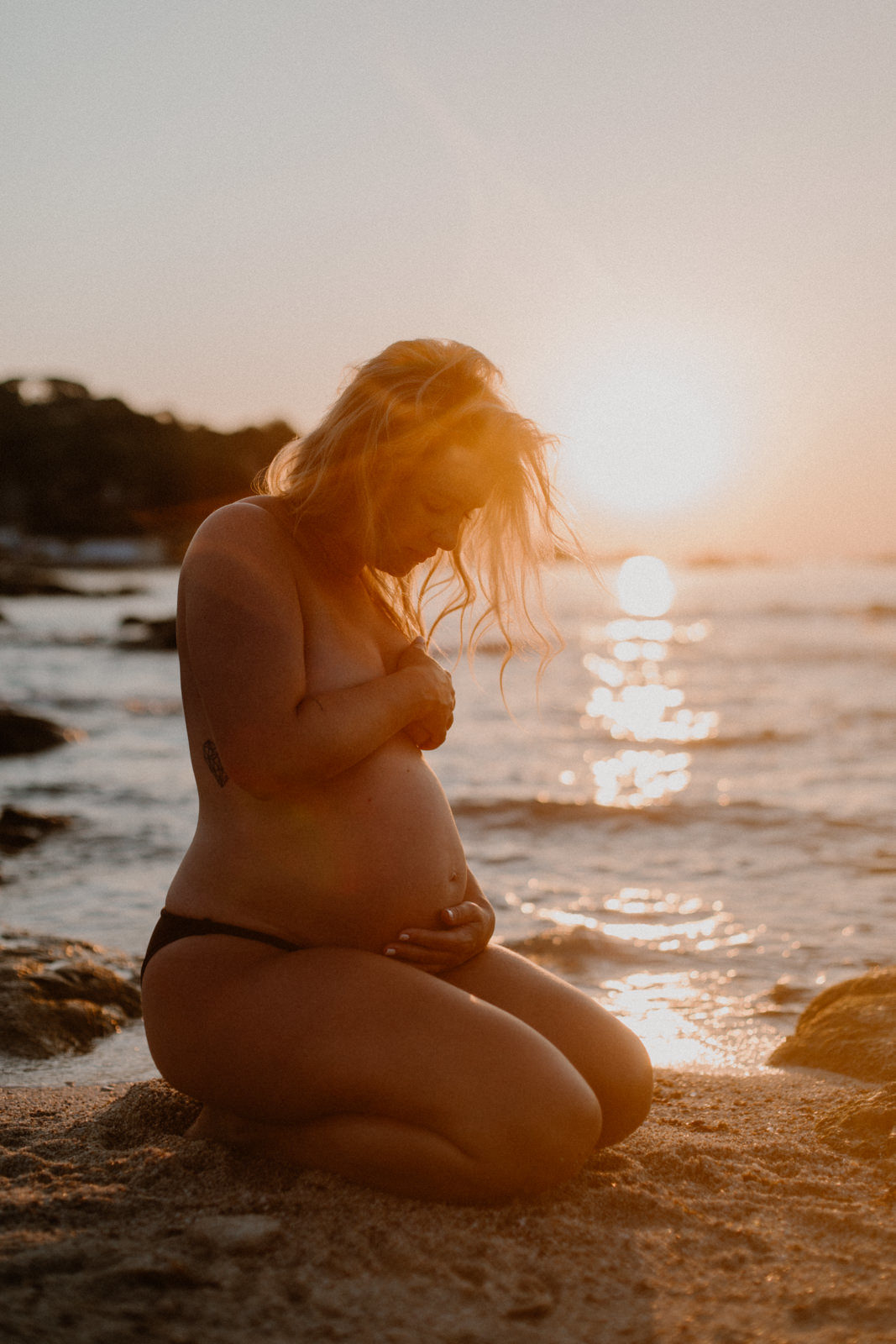 Lever de soleil sur l'escalet photo de femme enceinte